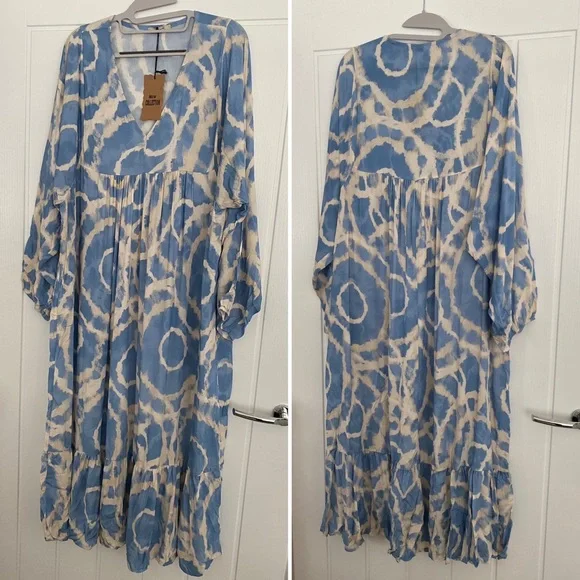 ✖️SOLD✖️ NWT Midi Dress in Blue Resort Beach Pool - Picture 3 of 3